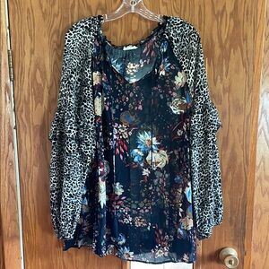 Oddy Floral/leopard print tunic top